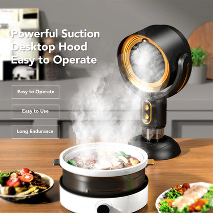 Portable Exhaust Hood Desktop Range Hood 2 Speed USB Powered Portable Kitchen Exhaust Fan for Apartment 5V 8W