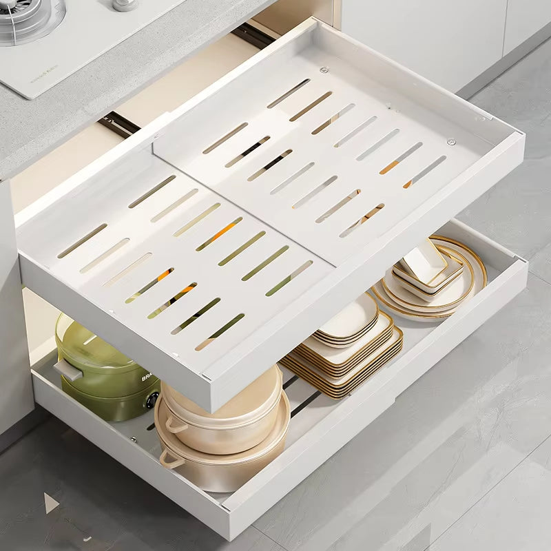 Expandable Pull Out Cabinet Organizer Metal Stick Slide Out Drawers Storage Kitchen Adjustable Sliding Roll Out Cabinet Shelves