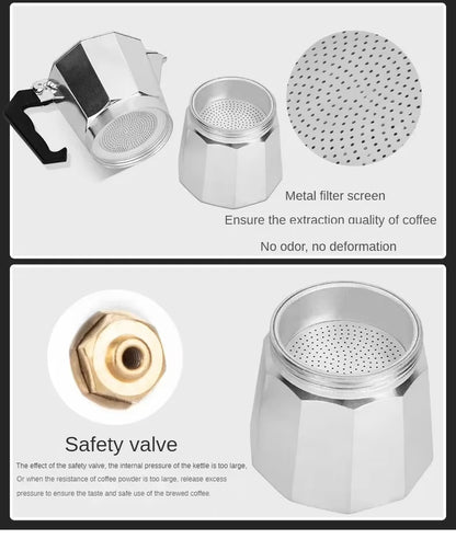 Mocha Coffee Pots Italian Aluminum Octagonal Pot Coffee Cup Maker Tea Maker Portable Coffee Maker