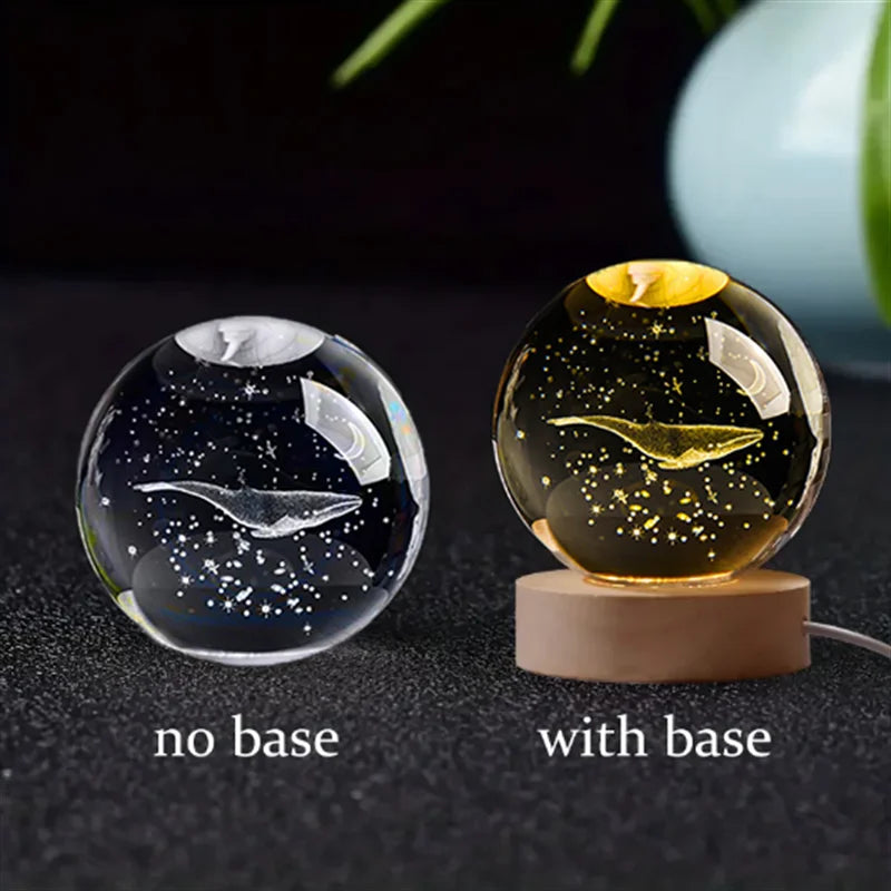 6Cm 3D Crystal Ball Crystal Planet Night Light Laser Engraved Solar System Globe Astronomy Birthday Gift Home Desktop Decoration