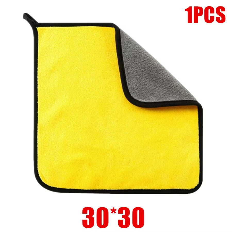 1/2/6Pcs Microfiber Cleaning Towel Thicken Soft Drying Cloth Car Body Washing Towels Double Layer Clean Rags Car Accessories