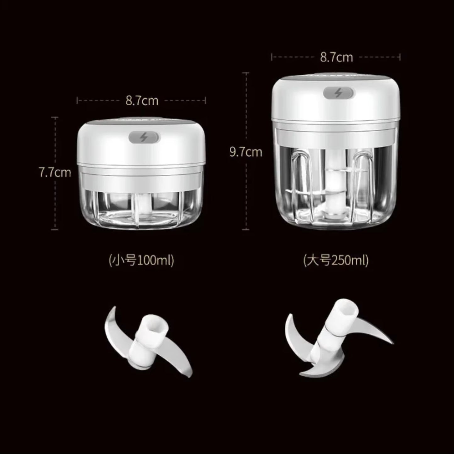 100/250Ml Mini USB Wireless Garlic Masher Press Mincer Vegetable Chili Meat Grinder Food Chopper Kitchen Accessories