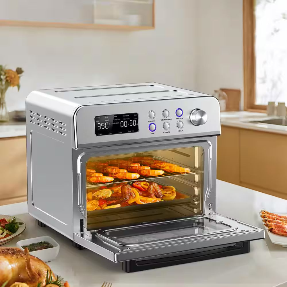 23.2Qt. Stainless Steel 13-In-1 Countertop Air Fryer Toaster Oven with Rotisserie, Digital Display and Accessories,