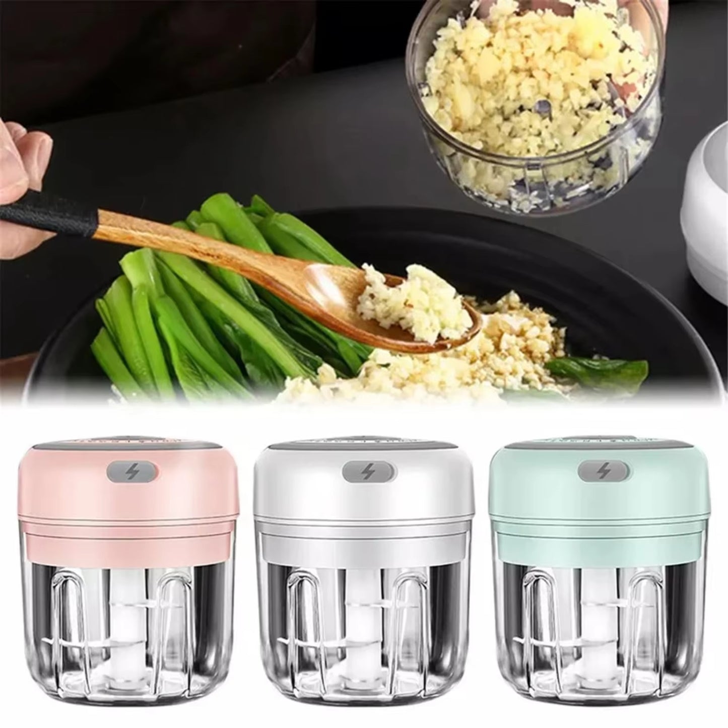 100/250Ml Mini USB Wireless Garlic Masher Press Mincer Vegetable Chili Meat Grinder Food Chopper Kitchen Accessories