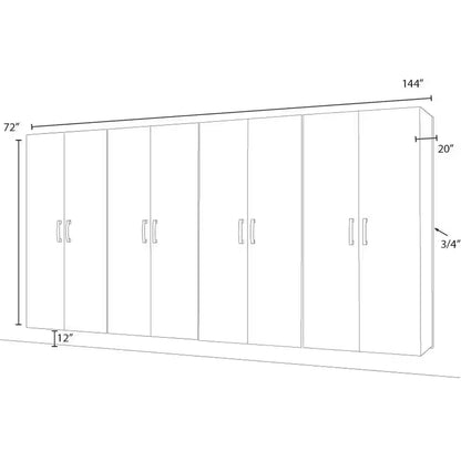 4-Piece Composite Wall Mounted Garage Storage System in Silver (144 In. W X 72 In. H X 21 In. D)