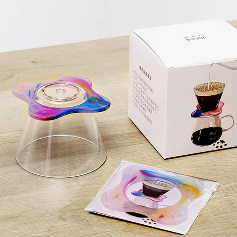 Resin Rainbow Portable Coffee Maker Pour over Coffee Maker Coffee Dripper Brewer Glass Coffee Pot Decanter Home Coffee Filter