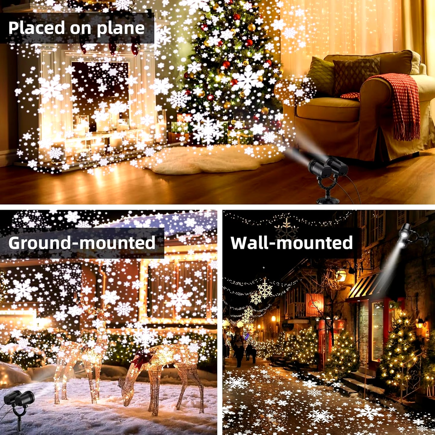 Outdoor Christmas Snowflake Projection Light, Waterproof Dual Head LED Light, Landscape Decoration, Lighting Projection Light